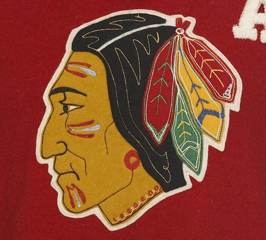 55-57 Wool No Numbers on Sleeves - CHICAGO BLACKHAWKS JERSEY HISTORY