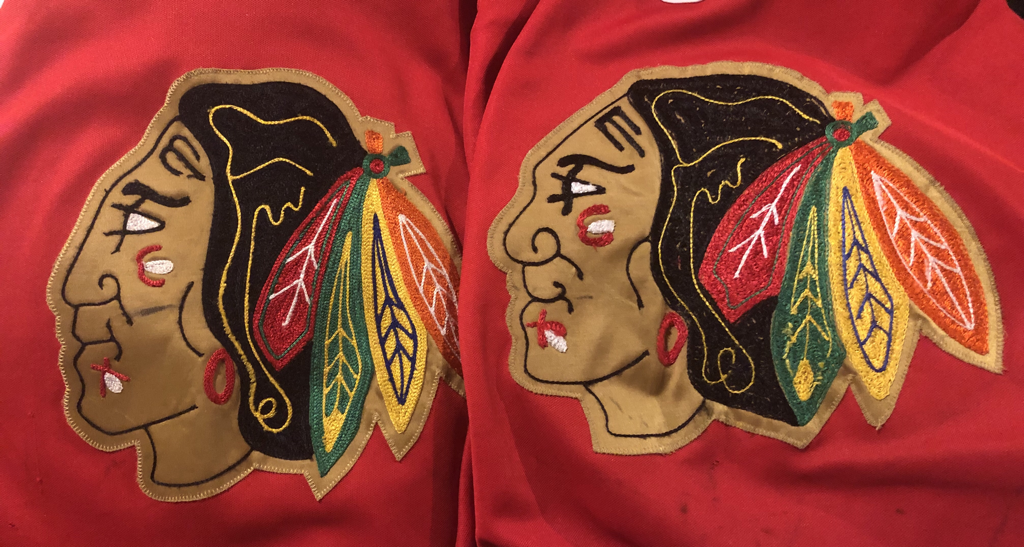 86-87 All embroidered - CHICAGO BLACKHAWKS JERSEY HISTORY